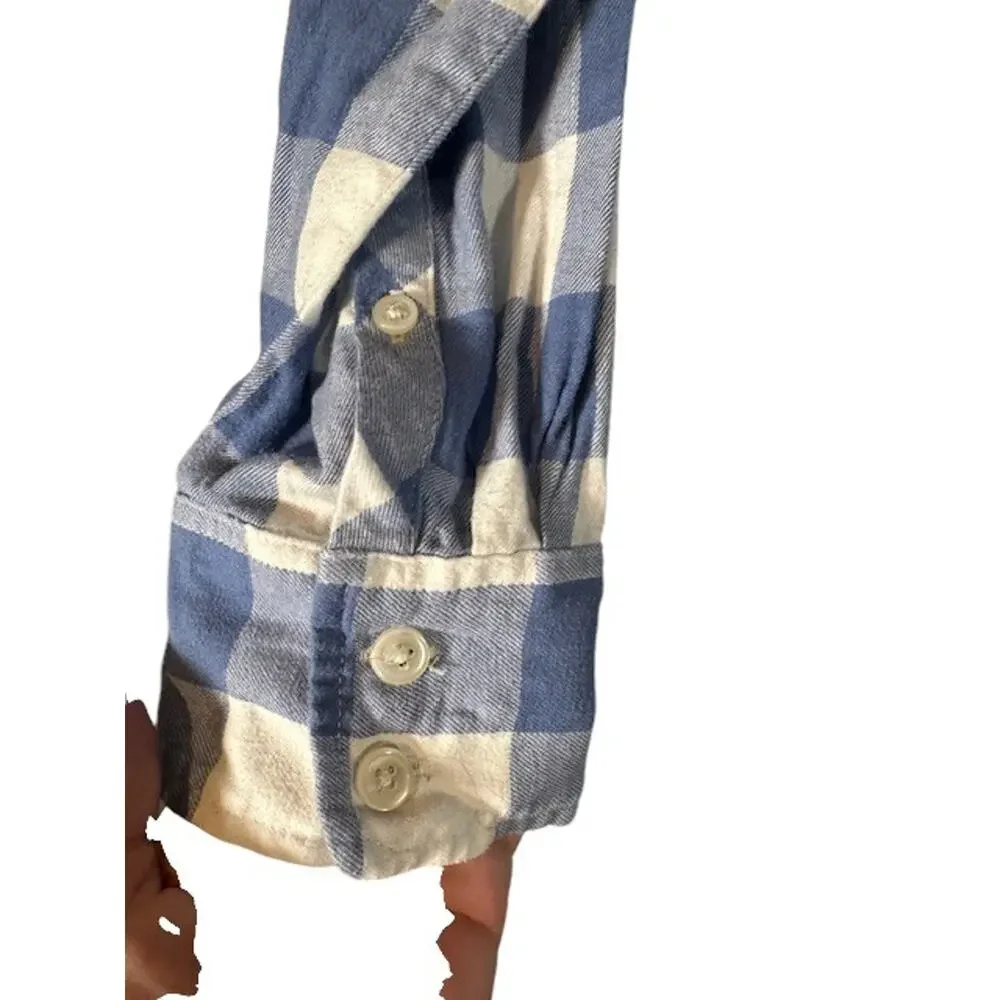 J. Crew Blue White Plaid Long Sleeve Collared Button Down Shirt Men Sz XL